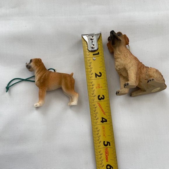 VINTAGE DOG ORNAMENTS Set of Two Dogs Labrador Boxer Dogs Christmas Hanging - Picture 7 of 10